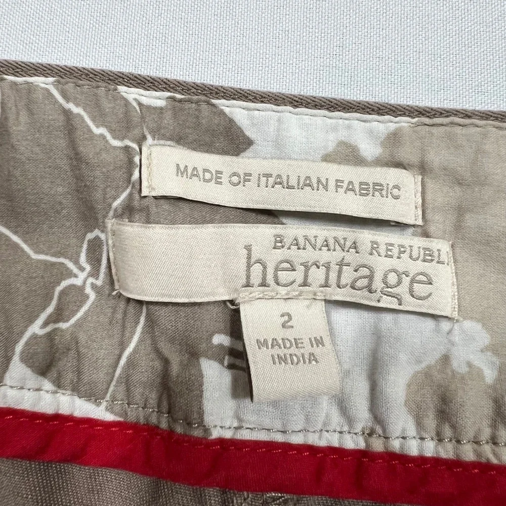 Banana Republic Heritage Utility Pants Italian Linen Blend Buckle Taupe Womens 2